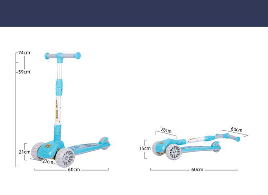 Self Balancing ROHS PU Girls 3 Wheel Led Scooter CE Disc Brake
